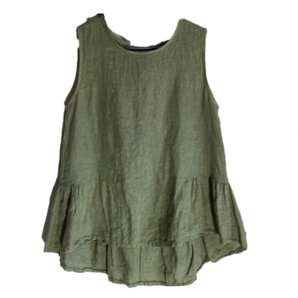 Francesca Bettini 100% Linen sleeveles top/ Green. Size small - Picture 1 of 9